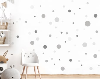 Autocollant mural tatouage mural 172 cercles pour chambre d'enfant à pois adhésifs à pois autocollant mural pour chambre de bébé à pois autocollant gris DL973