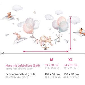 Rabbit with Balloons Wall Sticker Animals Baby Room Wall Decal for Children's Room Wall Sticker Self-adhesive Decoration DL846 image 2