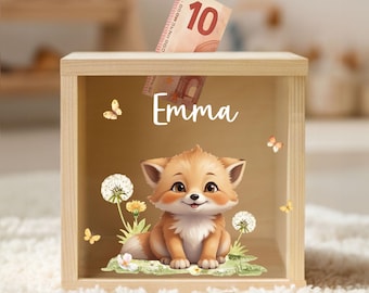 Personalized children's money box, money box, wooden money box, birthday gift, christening gift, baby gifts, back-to-school gift YHL1025