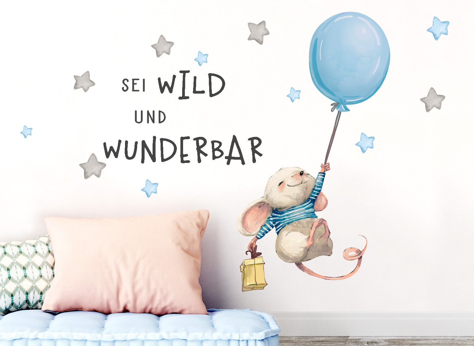 Little Deco Wandtattoo Sei wild & Katze mit Luftballon DL322