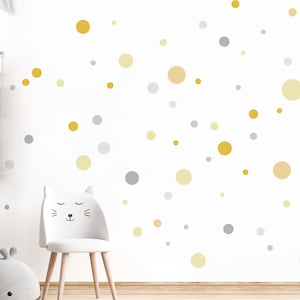 Wall stickers circles set 172 pieces wall decal for children&#39;s rooms dots polka wall stickers for baby rooms adhesive dots yellow grey DL976