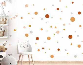 Dots 120 pièces set de stickers muraux chambre de bébé adhésif points sticker mural cercles beige rouge jaune sticker mural chambre d'enfant décoration autocollante DL900