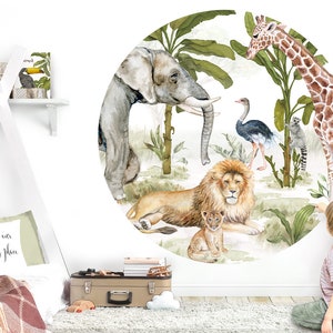 round wall sticker animals lion giraffe children decoration wall sticker baby sticker boy self-adhesive DL619