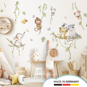 XXL Sticker Set Jungle Animals Wall Sticker for Children's Room Safari Wall Sticker for Baby Room Wall Sticker Self-Adhesive Decoration DL993