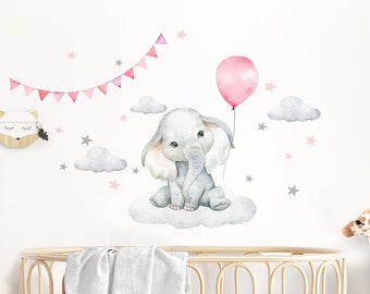 Wandtattoo Tiere Elefant Luftballon Baby Kinderzimmer Wandsticker Wanddeko DL682