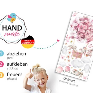 Wandsticker Heißluftballon Blumen Schmetterlinge Wandtattoo Tiere mit Ballon Kinderzimmer Wanddeko DL820 Bild 3