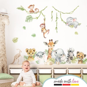 Safari Animals Set Wall Stickers for Children&#39;s Room Jungle Wall Decal for Baby Room Wall Sticker Decoration Self-Adhesive DL916