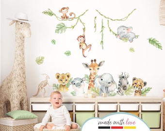 Safari Animals Set Wall Stickers for Children's Room Jungle Wall Decal for Baby Room Wall Stickers Decoration Self-Adhesive DL916