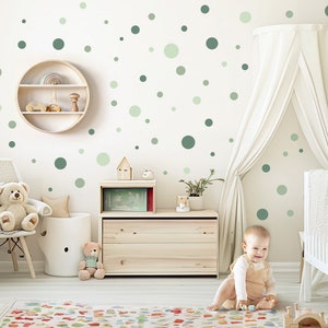 120 points ensemble autocollant mural pour chambre d'enfant cercles verts autocollants muraux points adhésifs points chambre de bébé autocollant mural décoration DL5002 image 1