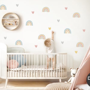 Wandtattoo viele Regenbogen Set Wandsticker für Kinderzimmer Boho Herzen Wandaufkleber für Babyzimmer Deko selbstklebend DL997 Bild 5