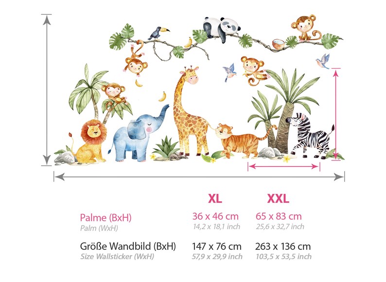 Wandsticker Safari Tiere Wandtattoo Kinderzimmer Baby Wandaufkleber Deko DL800 zdjęcie 2