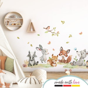 Wall sticker forest animals set wall decal for children's room rabbit fox branch baby room wall sticker wall decoration DL956
