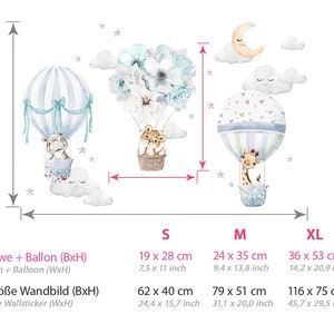 Wall tattoo wall sticker children's room animals hot air balloon wall sticker flowers wall decoration playroom baby mural girl boy clouds DL659 image 3