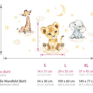 Autocollant mural pour chambre d'enfant Animaux de la jungle sur nuages Safari Autocollant mural pour chambre de bébé Autocollant mural Décoration murale DL918 image 2