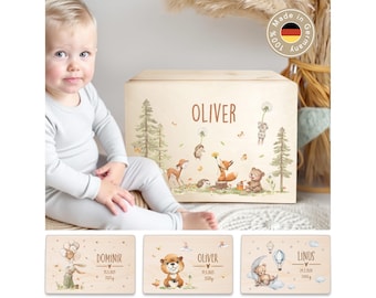 Erinnerungskiste personalisiert, Baby-Erinnerungskiste, Geschenk zur Geburt, Taufgeschenk Baby, Holzkiste Geburt, Erinnerungsbox, XHL1067