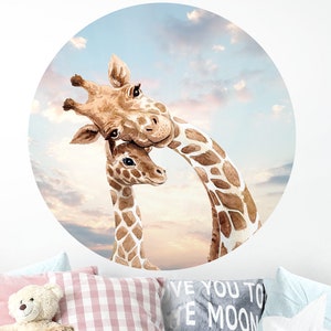 round sticker mammals giraffes wall sticker baby room girl children living room decoration wall sticker children&#39;s room boy DL634