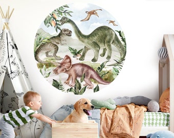 ronde muur sticker dinosaurus muur sticker muur sticker kwekerij jongens decoratie sticker pterosaur foto sticker t-rex DL557