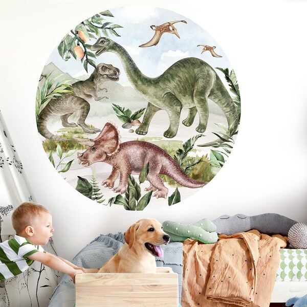 round wall sticker dinosaur wall sticker wall decal nursery boys decoration sticker pterosaur picture sticker t-rex DL557