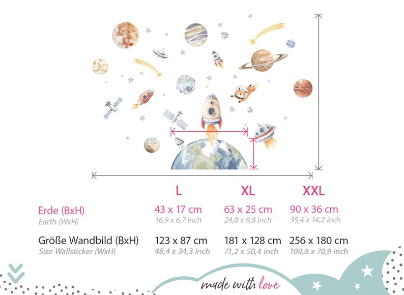 Wall stickers Solar System XXL set Wall decal for children's room Space wall sticker for baby room Planets Stars self-adhesive DL5115 image 2