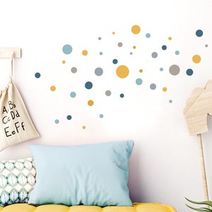 Wall sticker 86 points children's room girl circles boy I blue yellow mint I wall sticker adhesive dots wall sticker set dots colorful self-adhesive image 2
