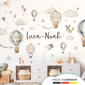 Wall sticker safari animals personalized hot air balloon lion wall sticker for children's room animals name wall sticker baby room wall decoration DL5094