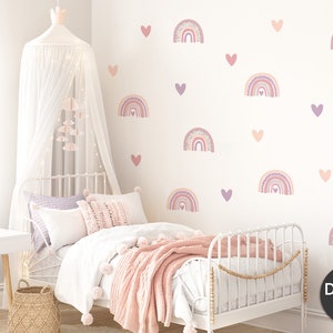 Wandtattoo viele Regenbogen Set Wandsticker für Kinderzimmer Boho Herzen Wandaufkleber für Babyzimmer Deko selbstklebend DL997 Bild 6