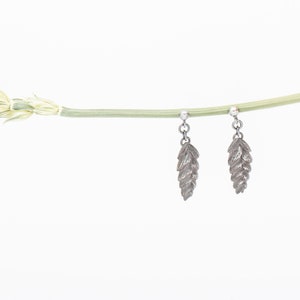 Naturaleza en plata. Pendientes de espiga de trigo de plata esterlina reciclada. Regalo para letones. Hechos a mano en Letonia. Inspirados en la naturaleza. Hierba temblorosa.