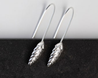 Inspired by Nature in Latvia. Ear of Grain Sterling Silver Earrings. Handmade in Latvia