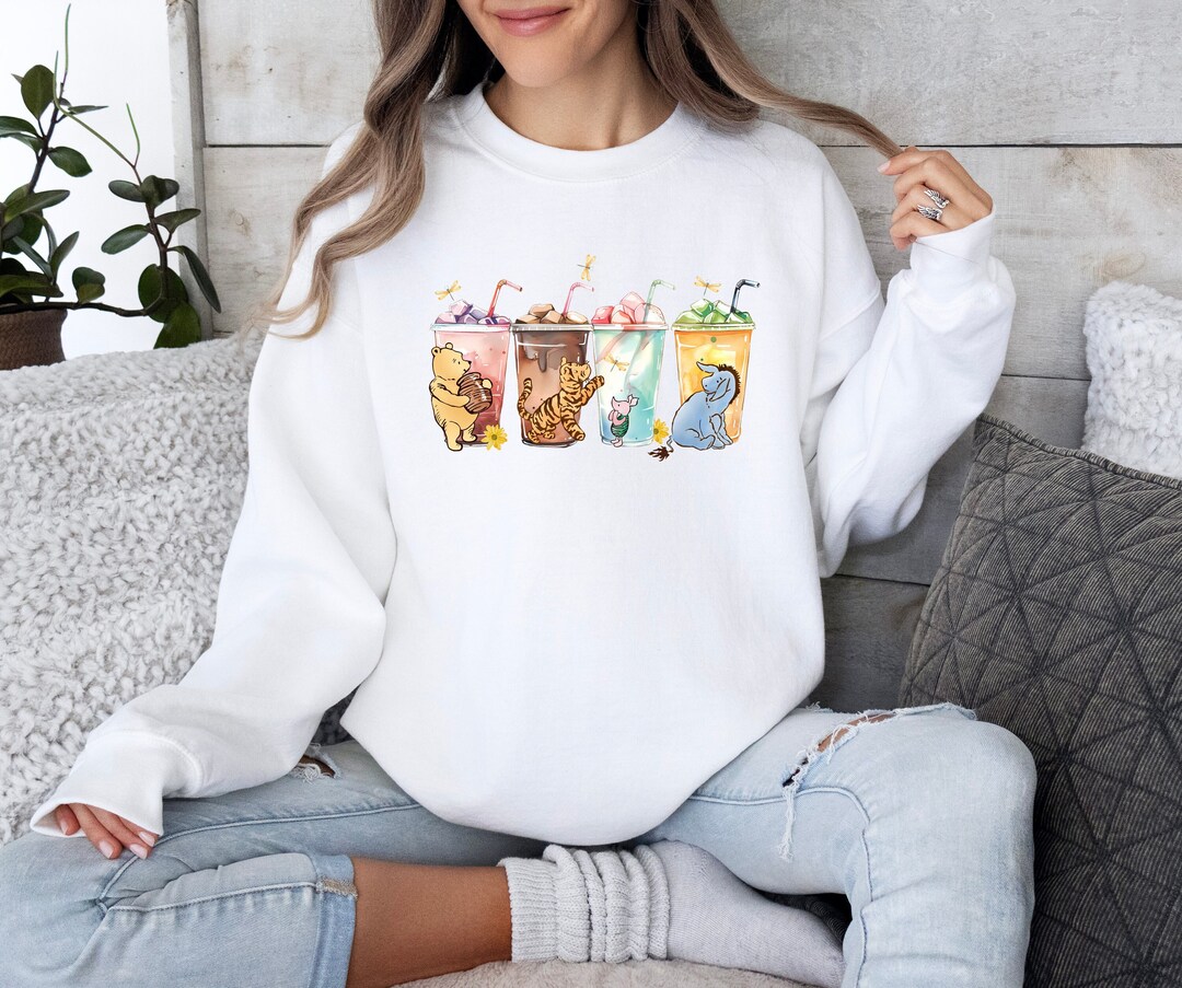 Winnie the Pooh Iced Latte Jumper Pastel Design Cute Pooh and Friends ...