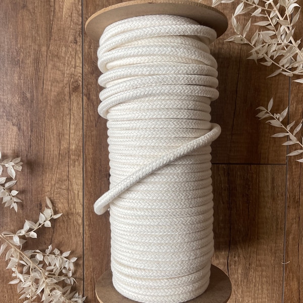 8mm braided cotton cord | macrame cord | Egyptian cotton and recycled cotton core