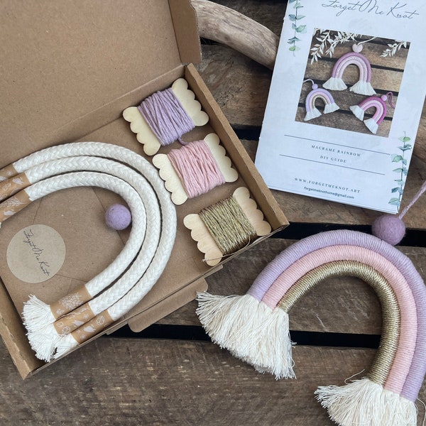 MEDIUM macrame rainbow DIY kit | Lilac, pink and gold
