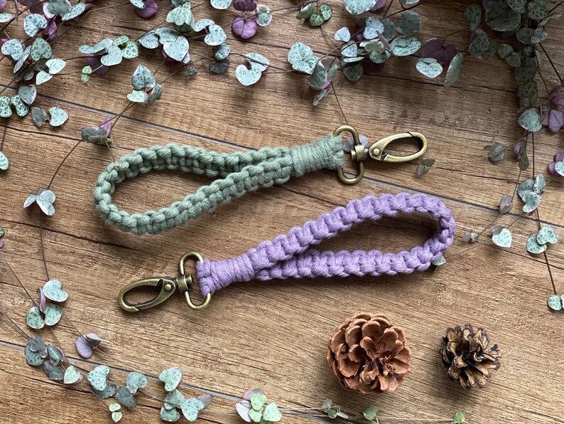 Macrame Wristlet Brass Keyring Gift Ideas Recycled Cotton Etsy UK