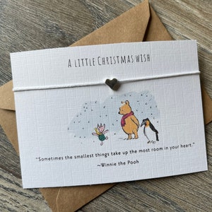 A little Christmas Winnie the Pooh quote wish/ sentiment string bracelet ‘Smallest things take up most room’ Christmas Eve gift