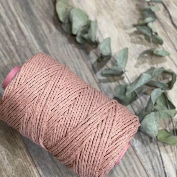 ANTIQUE PINK 100% recycled cotton 5mm macrame string | craft supplies | 200m Oeko-tex certified recycled cord