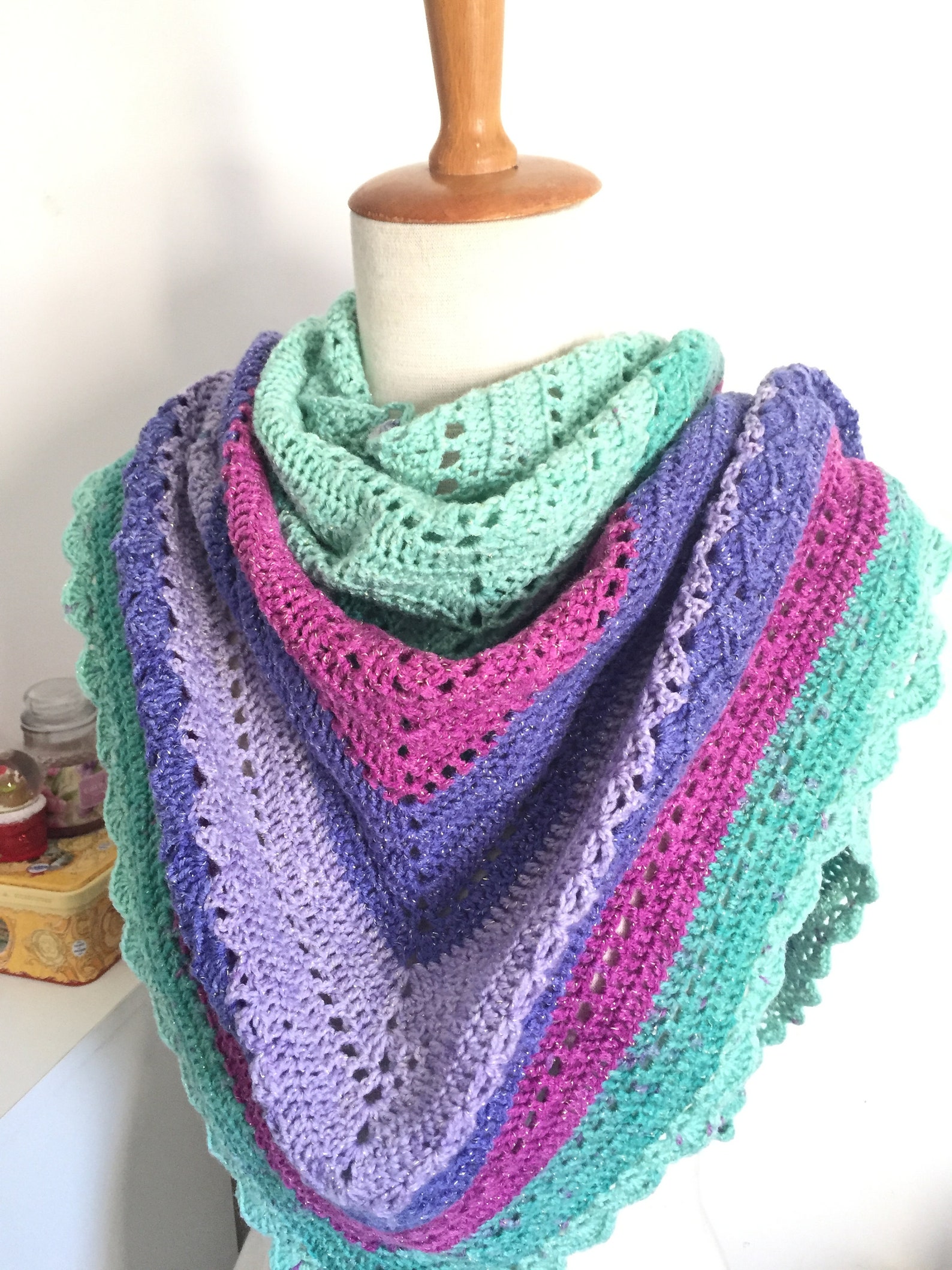 Châle triangle multicolore Crochet Triangle Shawl/Scarf Etsy