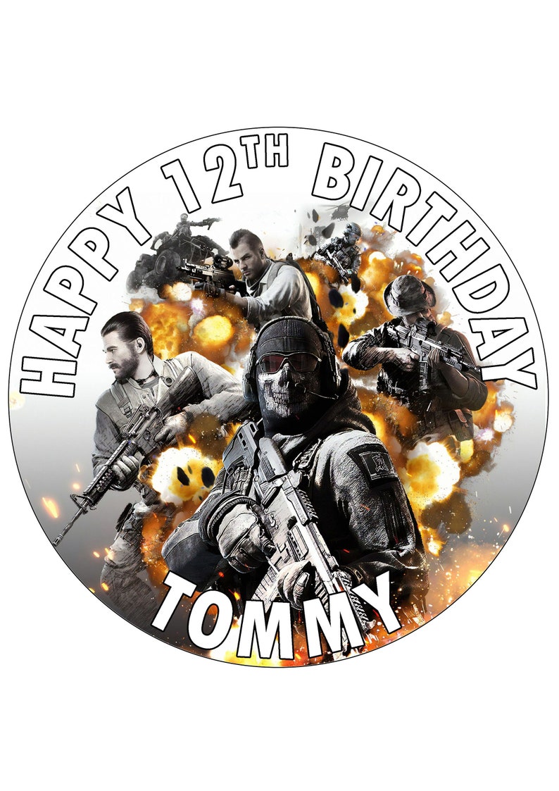 Call of Duty Themed Personalised birthday edible cake topper Etsy