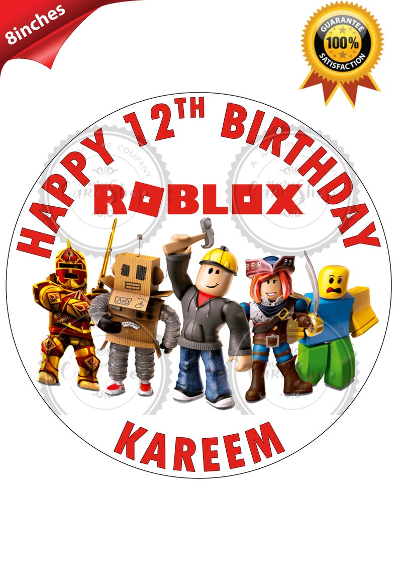 Paper Party Supplies Roblox Game Themed Personalised Birthday Edible Cake And Cupcake Topper Party Decor - stamp be long nose roblox