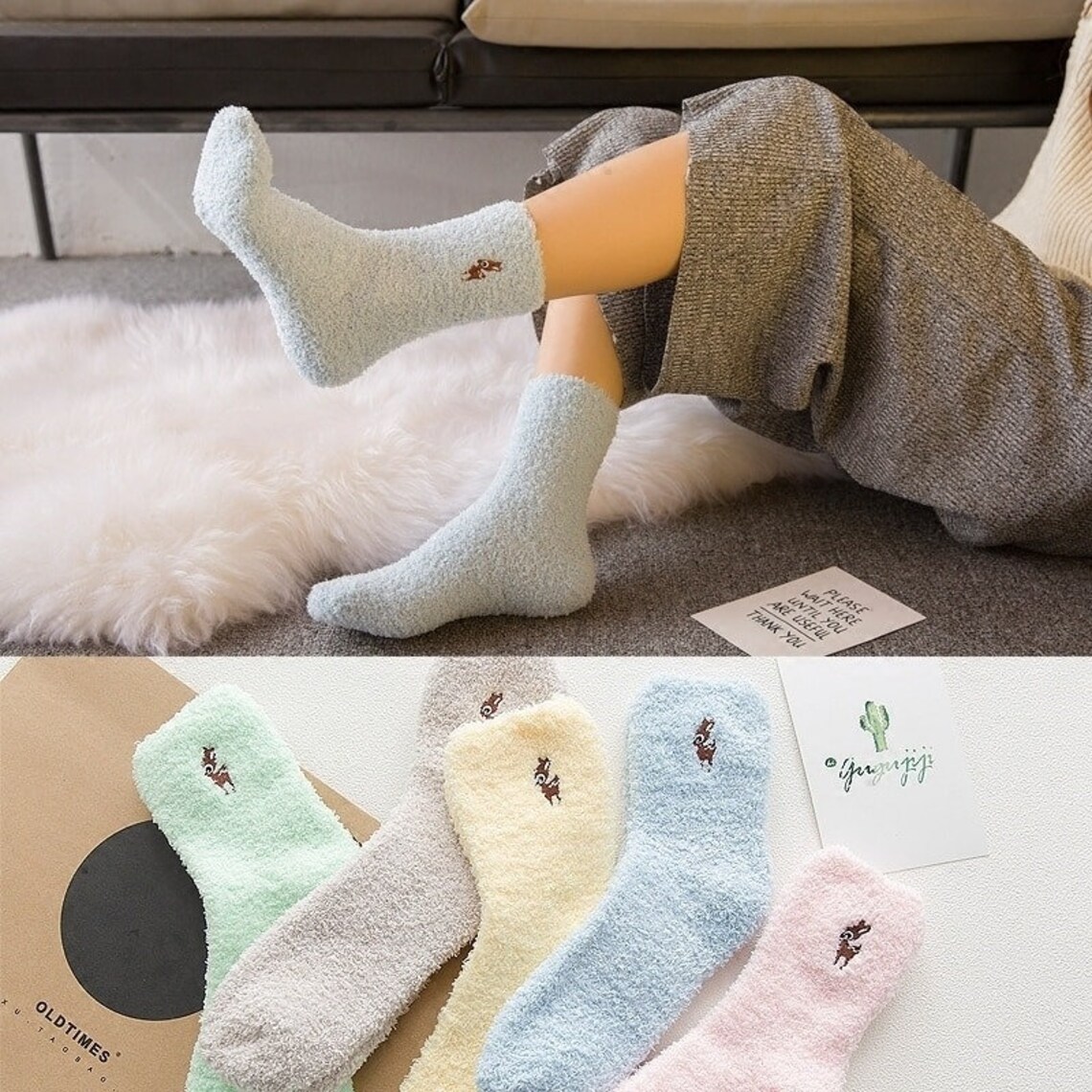 Warm Fluffy Women's Ankle Socks UK Cute socks happy Etsy