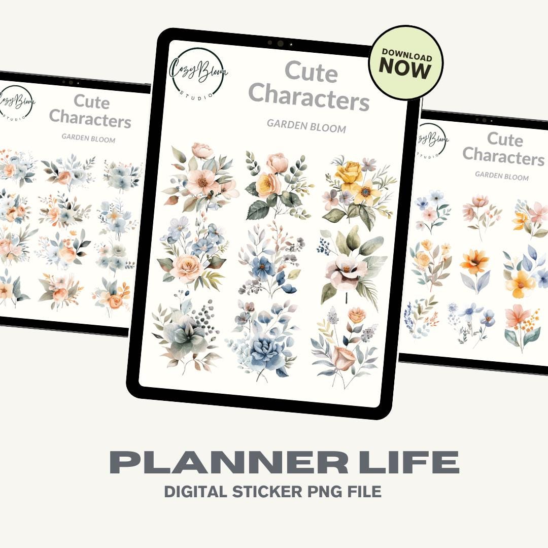 Lrf Sticker Garden Bloom Watercolor Sticker Set | Botanical Soft Pastel Floral ...