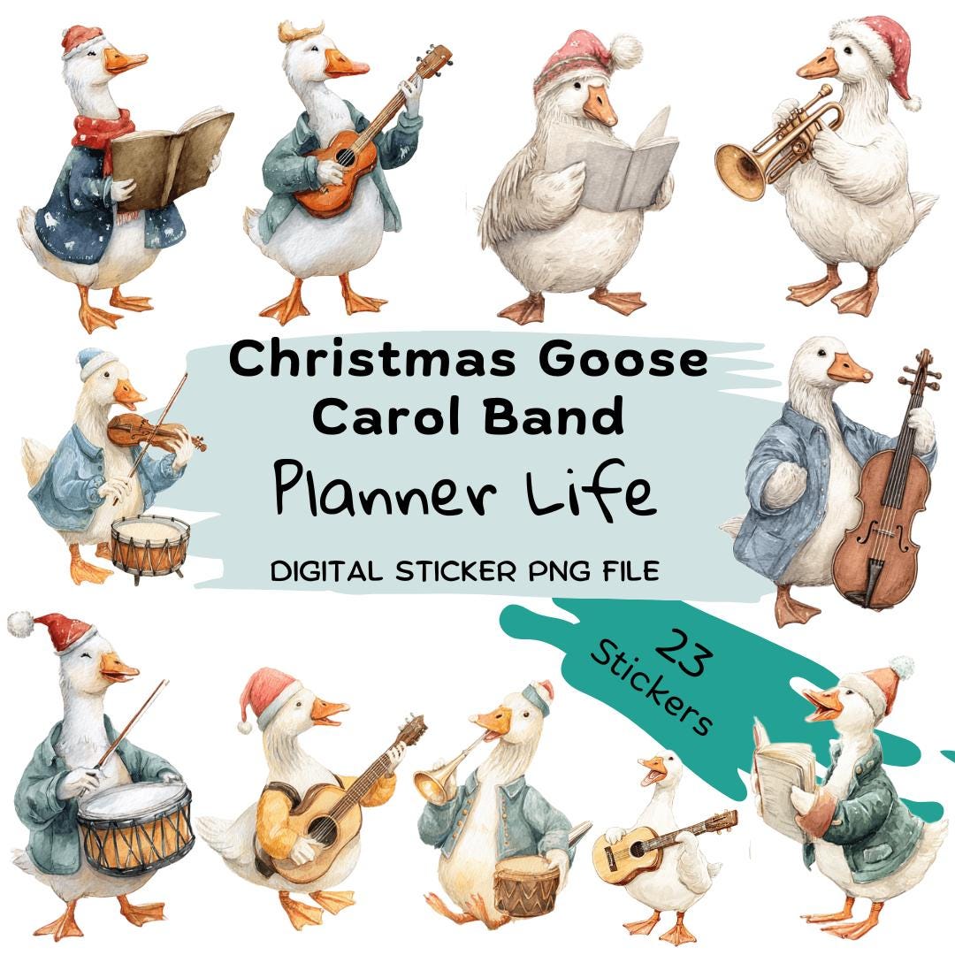 Christmas Goose Carol Band (PNG) – Cozy Watercolor Holiday Geese With ...