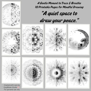 Mandala Tracing Printable Pack – 10 Mindful Line Art Pages | Circular Nature-Inspired Calm Drawing PDF