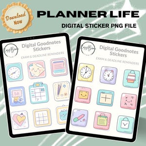 Pegatinas para recordar exámenes y fechas límite: 4 hojas, 36 iconos de agenda digital