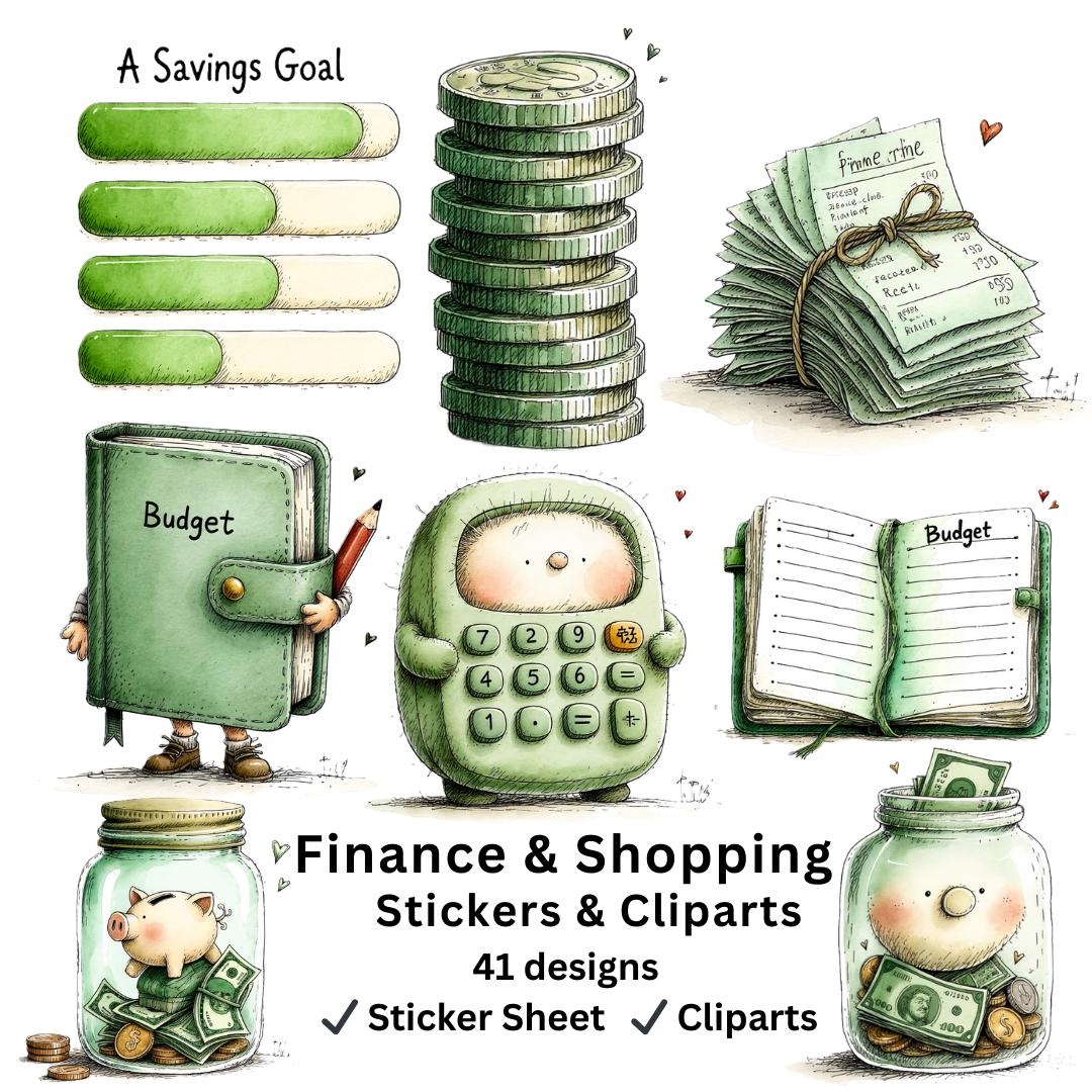 Finance & Shopping Digital Stickers and Cliparts - Etsy