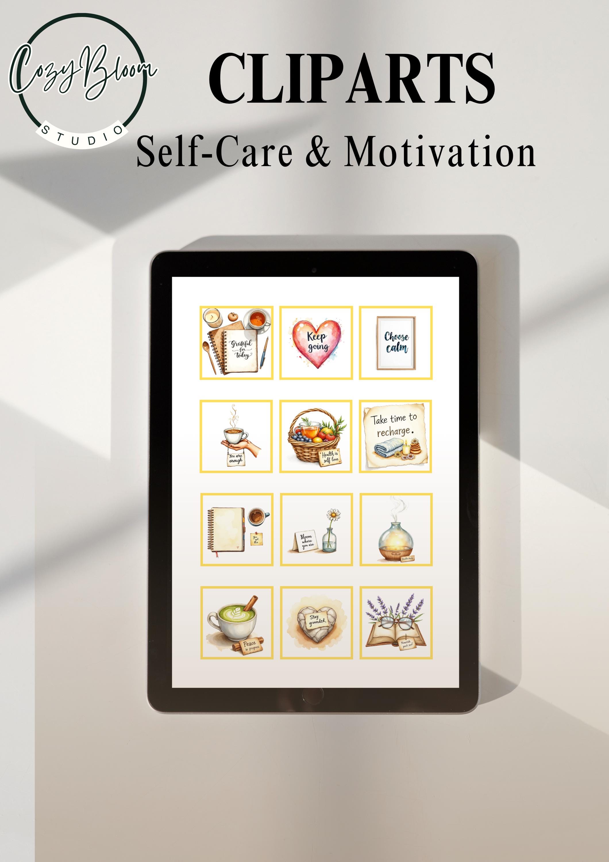 Cozy Pastel Self Care Digital Stickers Set for Journaling and ...