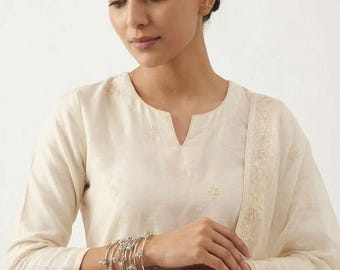 Kashmiri Ghungroo Bangles 8pc Silver-toned Traditional Indian / Pakistani Jewelry Set