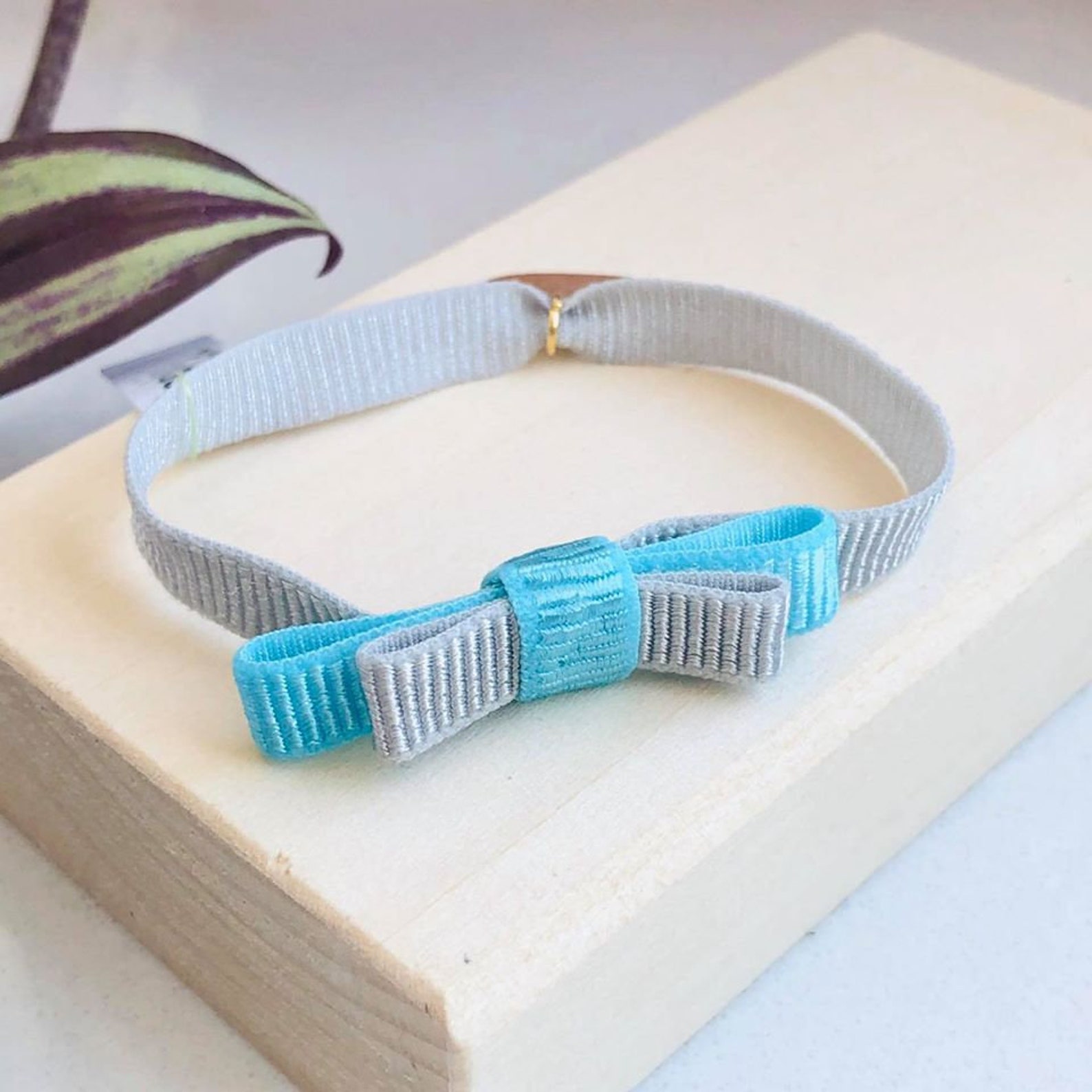 3 pendant bracelet with elastic ribbon bow Etsy