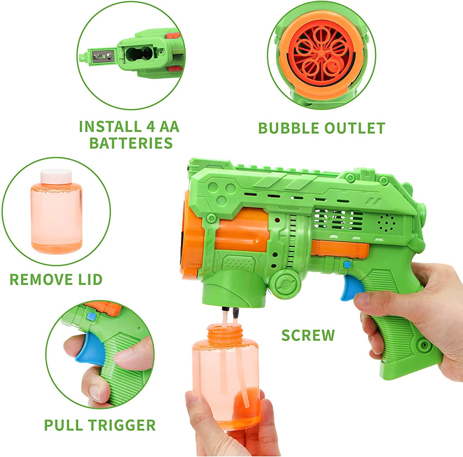 2 Bubble Guns with 2 Bottles Bubble Refill Solution for Kids Etsy