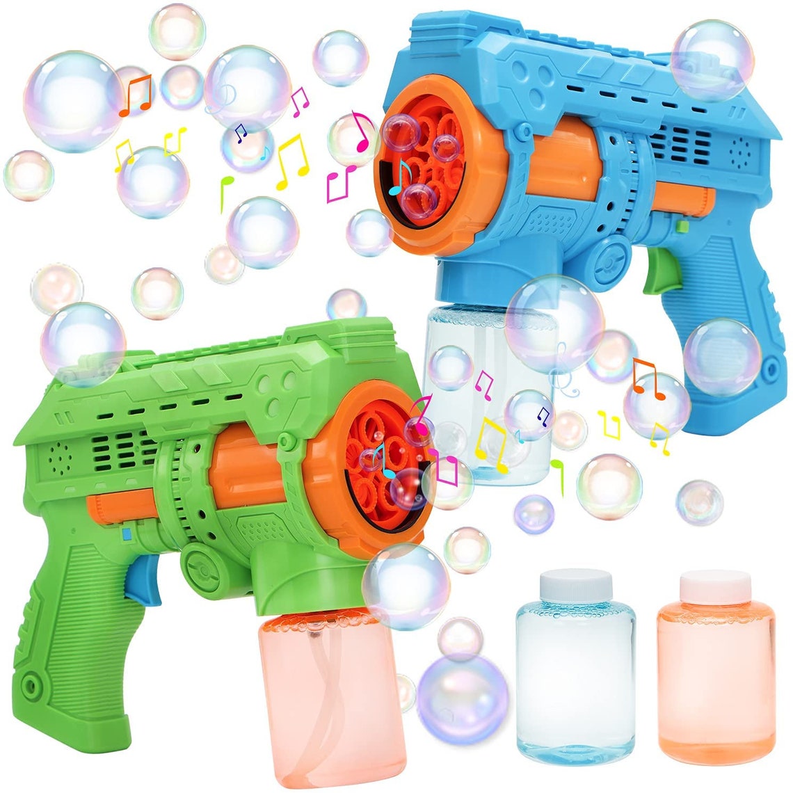 2 Bubble Guns with 2 Bottles Bubble Refill Solution for Kids Etsy
