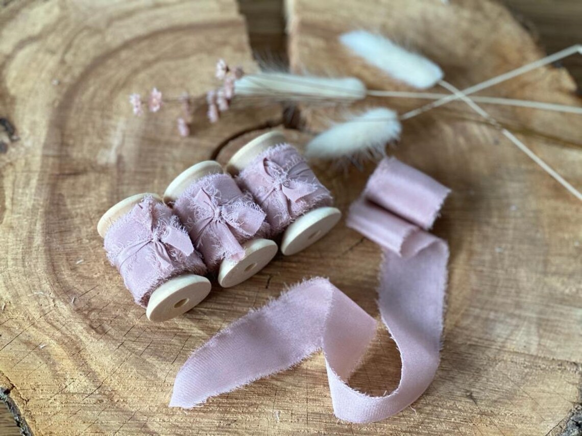 Silk Ribbon Nude Pink Hand Dyed 100% Silk 2.5 Cm Wide 2.5 | Etsy