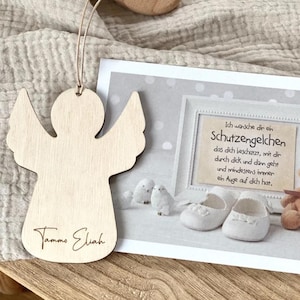 Schutzengel aus Holz, personalisiert, inkl. Karte zum Ausfüllen